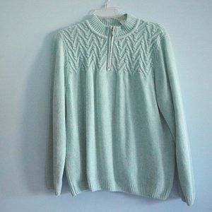 Alfred Dunner silver zipper mint green soft sweater sized L